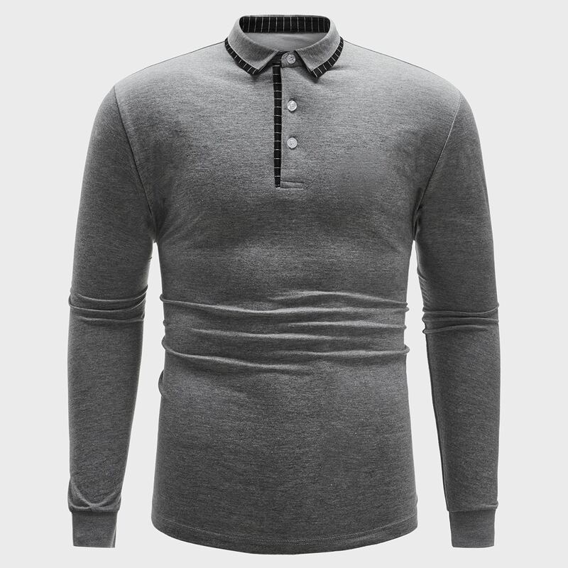

Guys Contrast Binding Button Front Polo Shirt, Light grey