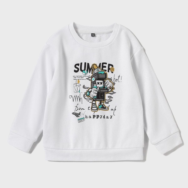 

Toddler Boys Robot And Slogan Graphic Sweatshirt, White