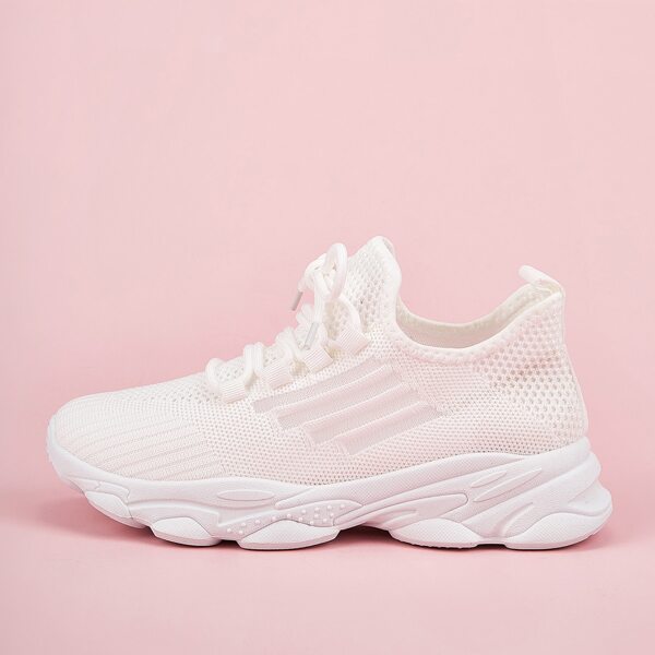 

Lace-up Front Knit Chunky Sneakers, White