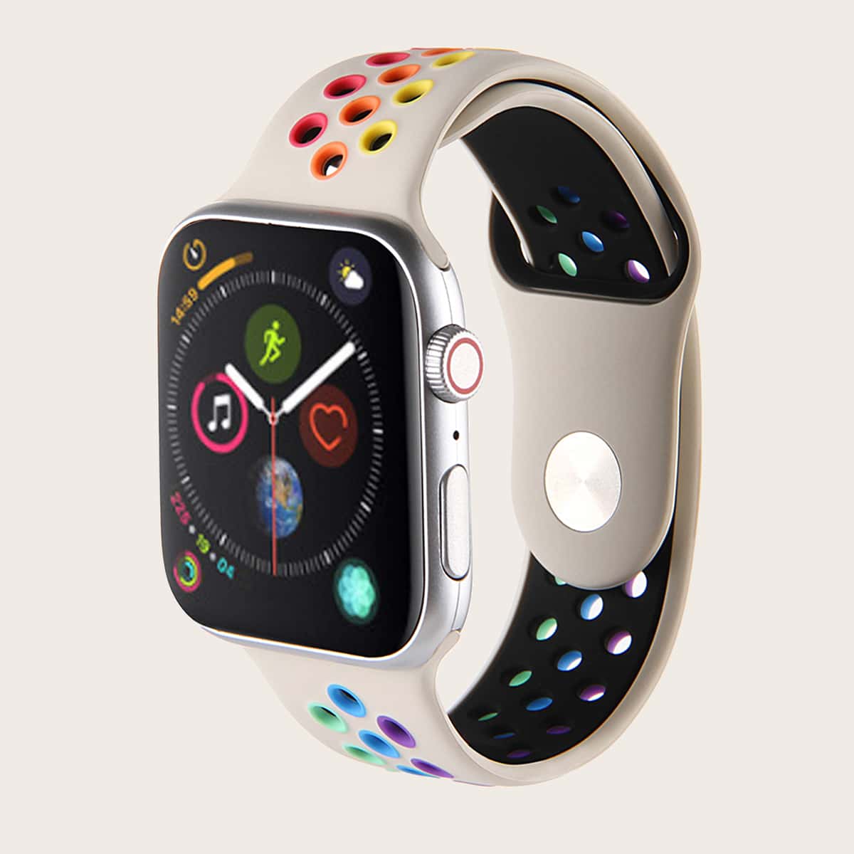 

1pc Sport Breathable Silicone iWatch Band, Multicolor