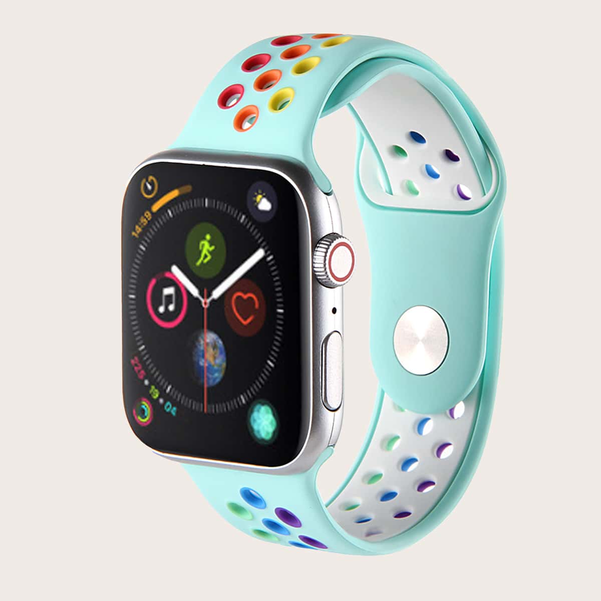 

1pc Sport Breathable Silicone iWatch Band, Multicolor