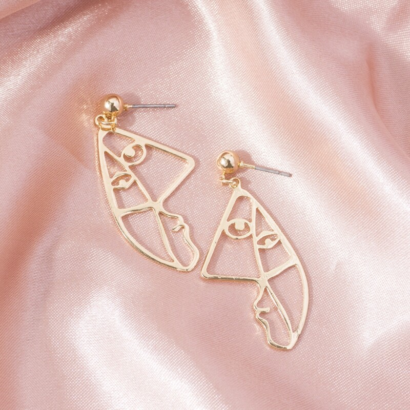 

Abstract Figure Drop Earrings, Gold