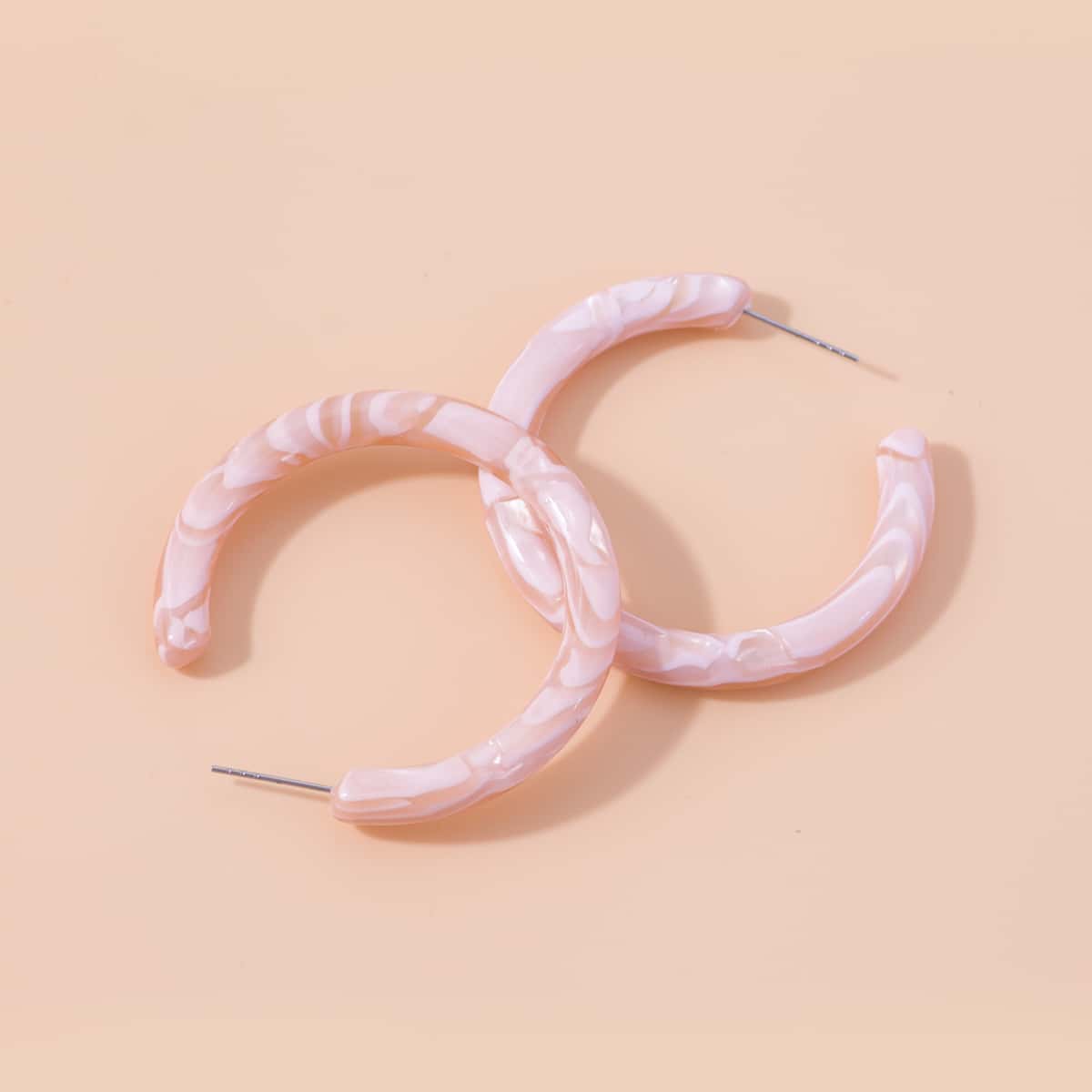 

Simple Cuff Hoop Earrings, Pink