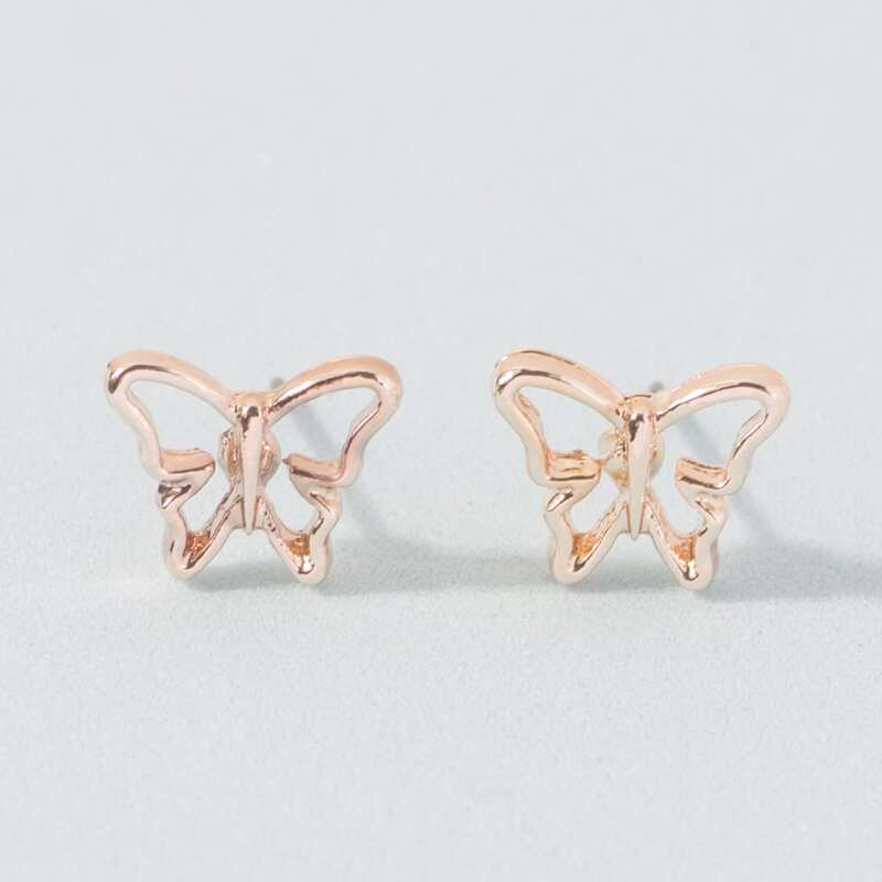 

Hollow Butterfly Stud Earrings, Gold