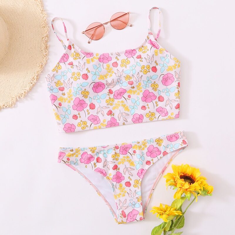 

Floral Cami Bikini Swimsuit, Multicolor