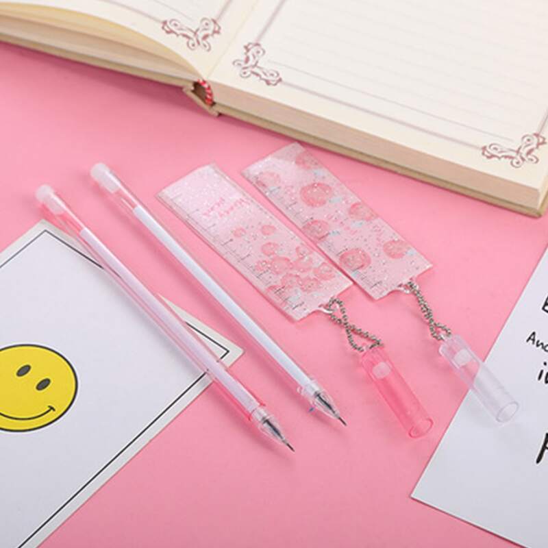 

4pcs Ruler Decor Gel Pen, Baby pink