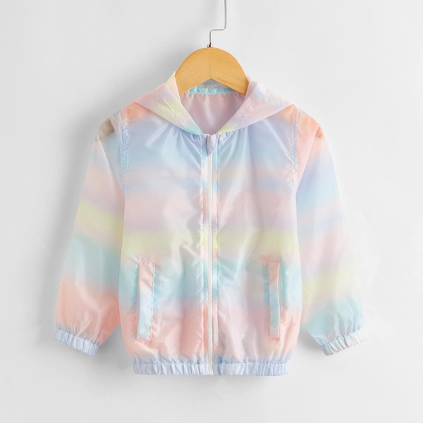 

Toddler Girls Ombre Print Hooded Windbreaker Jacket, Multicolor