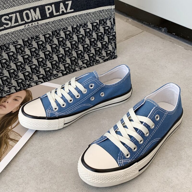 

Solid Lace-up Canvas Sneakers, Blue