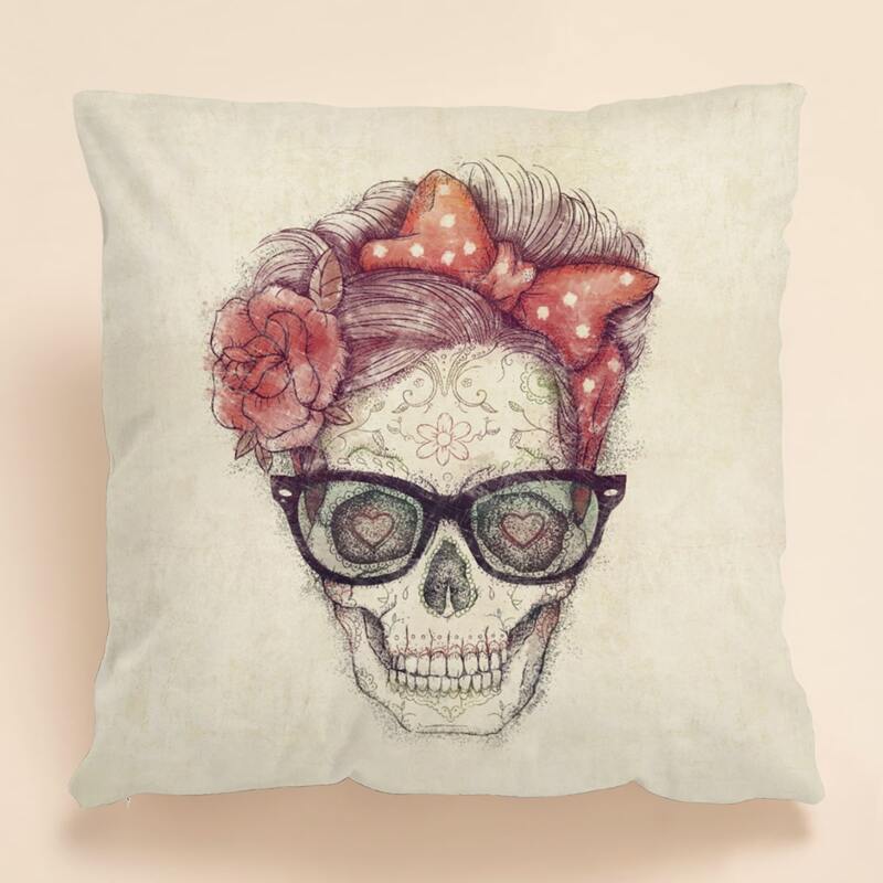 

Skull Pattern Cushion Cover Without Filler, Multicolor