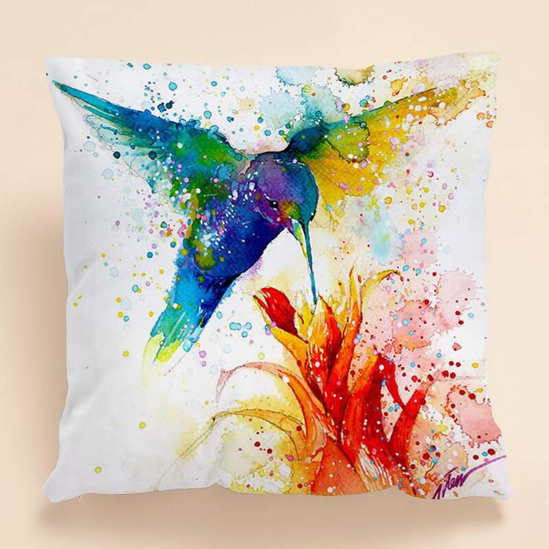

Bird Print Cushion Cover Without Filler, Multicolor