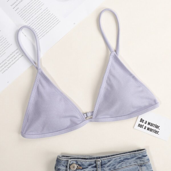 

Rib Triangle Bikini Top, Pastel dusty purple