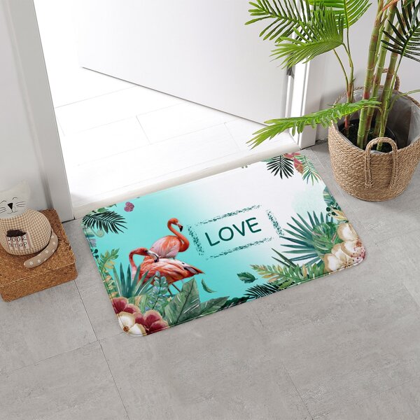 

Flamingo Print Floor Mat, Multicolor