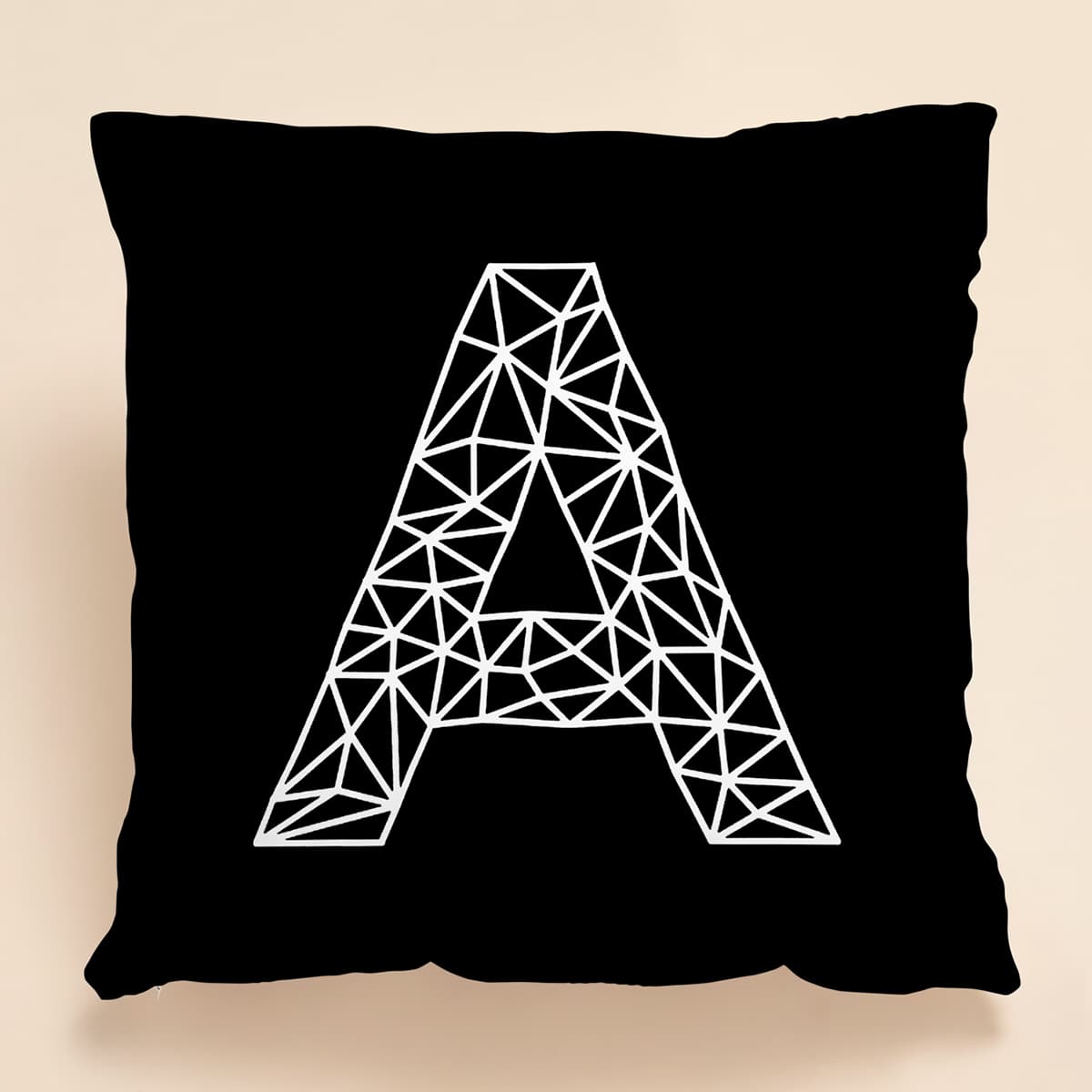 

Letter Graphic Cushion Cover Without Filler, Black and white