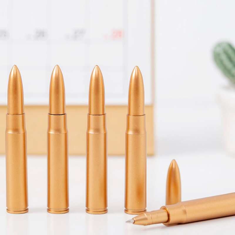 

2pcs Bullet Shaped Gel Pen, Gold