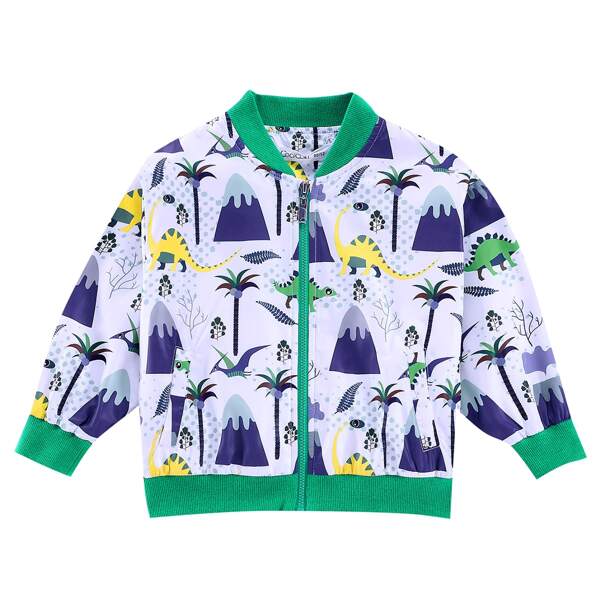 

Toddler Boys Cartoon Graphic Zip Up Bomber Jacket, Multicolor