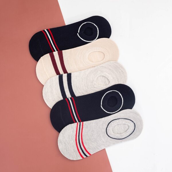

5pairs Men Striped Ankle Socks, Multicolor