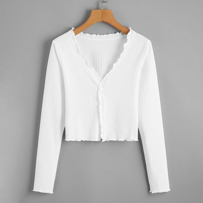 

Lettuce Trim Button White Tee
