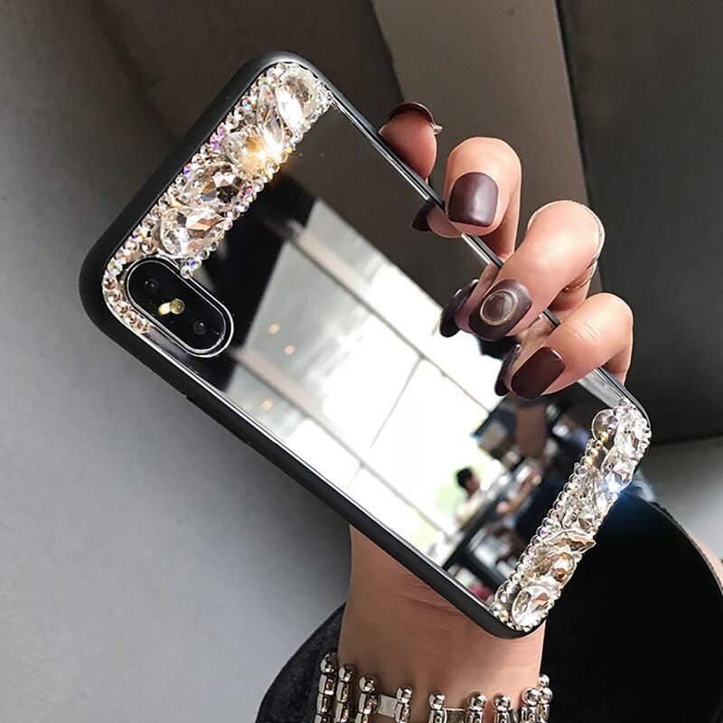 

Rhinestone Mirror iPhone Case, Silver