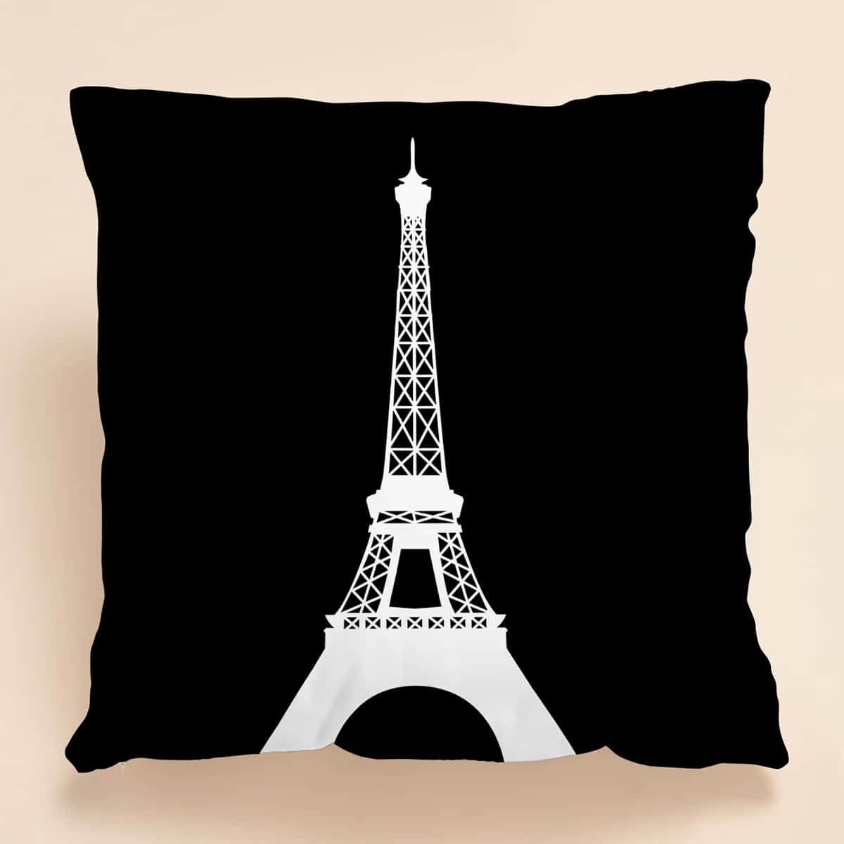 

Tower Print Cushion Cover Without Filler, Black and white