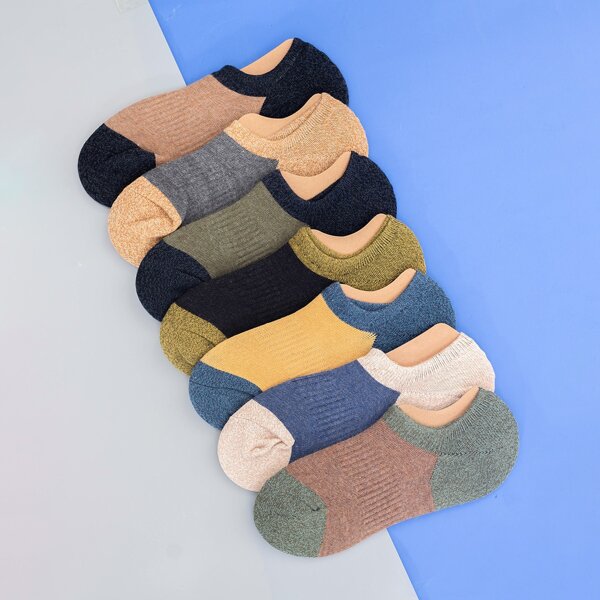 

7pairs Men Color Block Socks, Multicolor