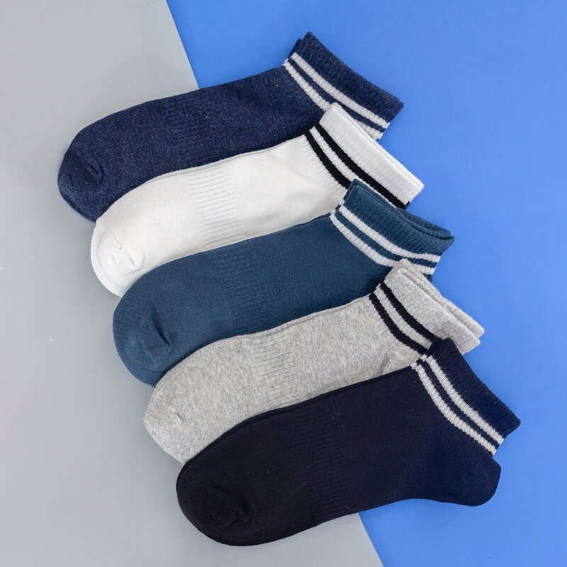 

5pairs Guys Striped Ankle Socks, Multicolor