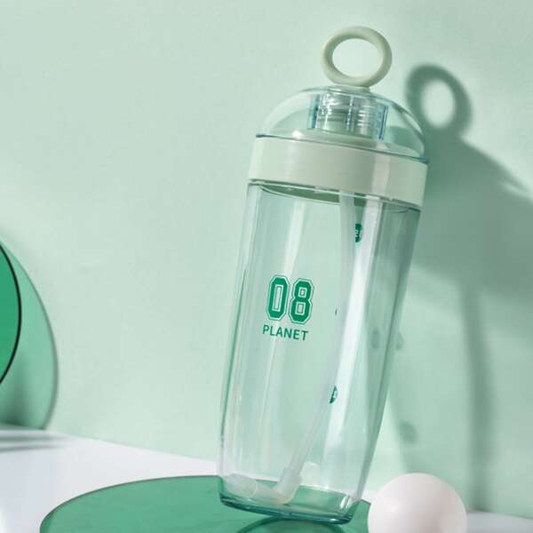

Letter Graphic Straw Bottle, Green