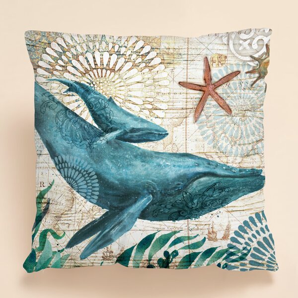 

Whale Print Cushion Cover Without Filler, Multicolor