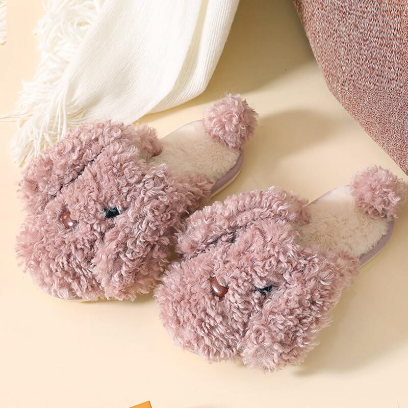 

Cartoon Graphic Fluffy Slippers, Pink