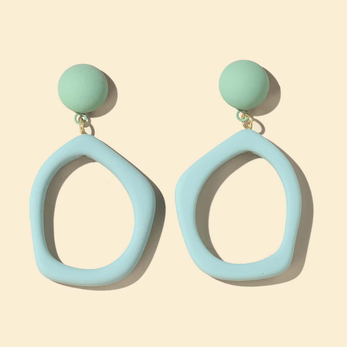 

Hollow Out Round Drop Earrings, Blue