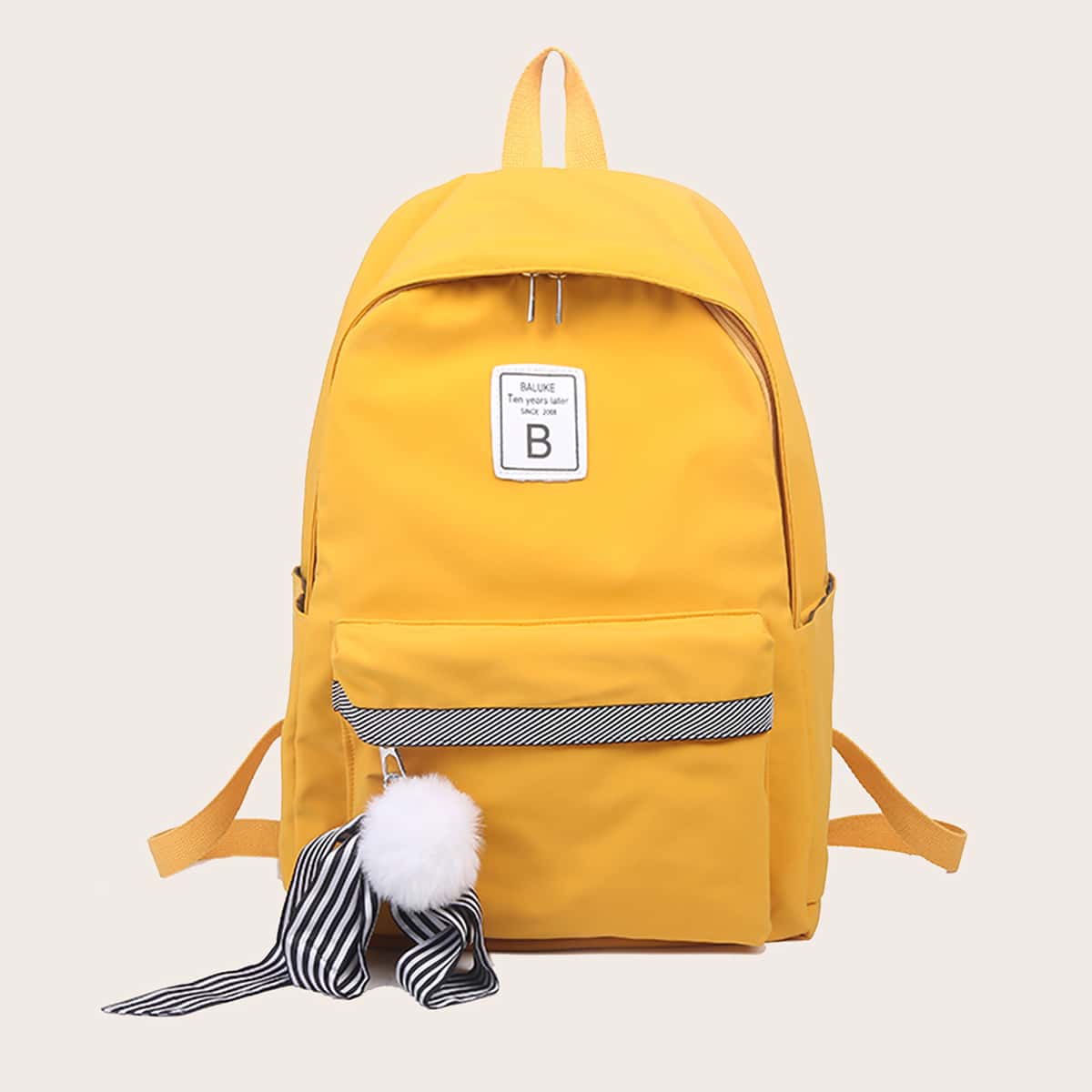 

Pocket Front Backpack With Bag Charm, Yellow
