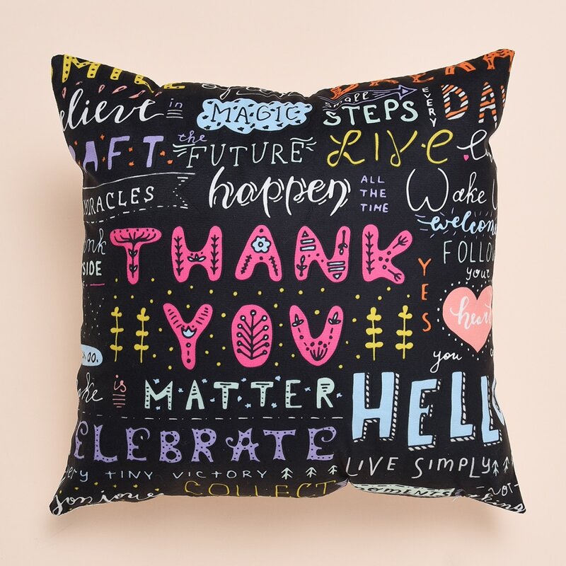 

Letter Graphic Cushion Cover Without Filler, Multicolor