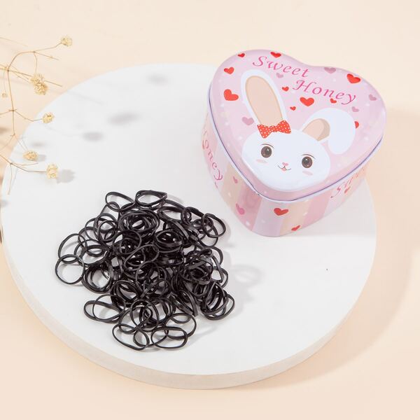 

300pcs Toddler Girls Simple Hair Tie, Black