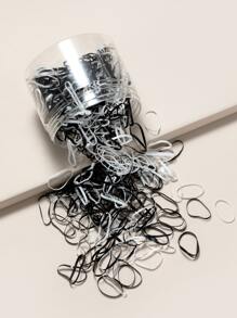 1000 Cái/hộp Dây Buộc Tóc Co Giãn Dùng Một Lần Màu Trơn Không Có Đường May Để Ngăn Ngừa Hư Tổn Tóc Có khả năng đàn hồi tuyệt vời, hoàn hảo để làm bím tóc hoặc tóc đuôi ngựa thông thường - Đen và trắng - Xem 1