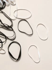 1000 Cái/hộp Dây Buộc Tóc Co Giãn Dùng Một Lần Màu Trơn Không Có Đường May Để Ngăn Ngừa Hư Tổn Tóc Có khả năng đàn hồi tuyệt vời, hoàn hảo để làm bím tóc hoặc tóc đuôi ngựa thông thường - Đen và trắng - Xem 3