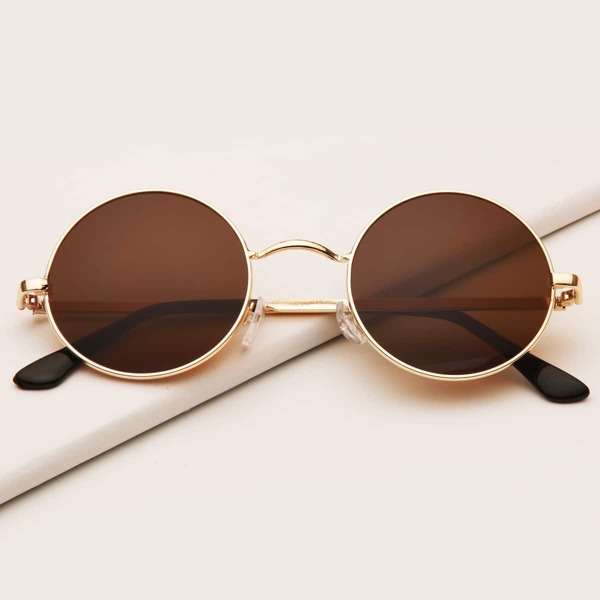 

Men Round Frame Sunglasses, Brown