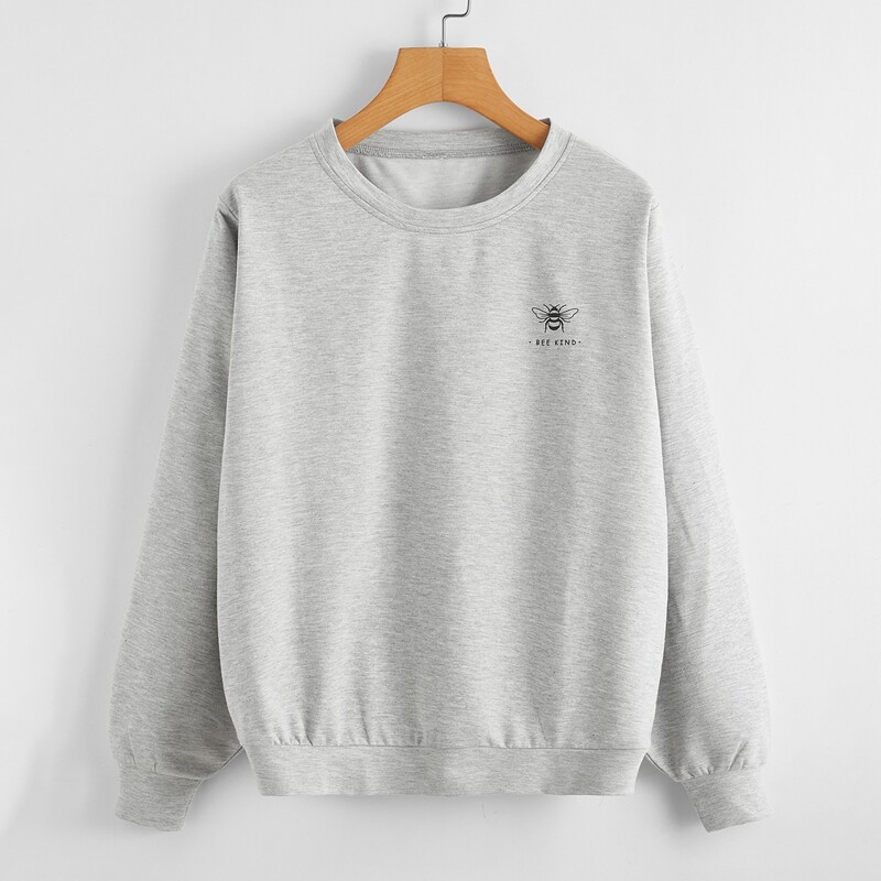 

Letter & Bee Print Sweatshirt, Light grey