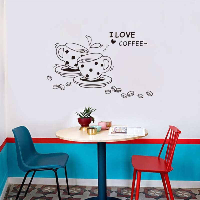 

Coffee Cup Print Wall Sticker, Black