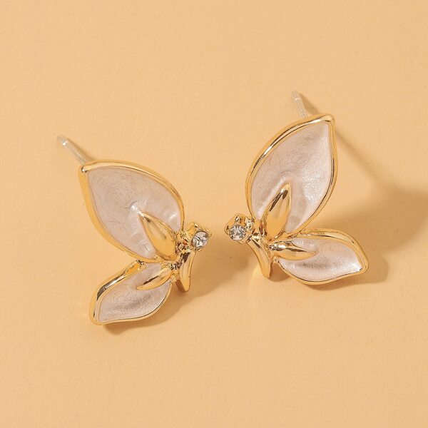 

Oil Drop Butterfly Stud Earrings, Gold