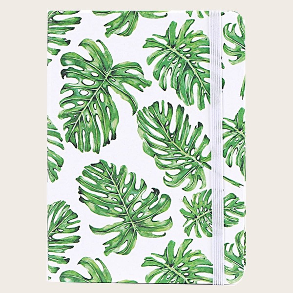 

1pack Leaf Print Cover Random Notebook, Green