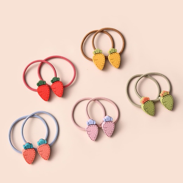 

10pcs Toddler Girls Carrot Decor Hair Tie, Multicolor