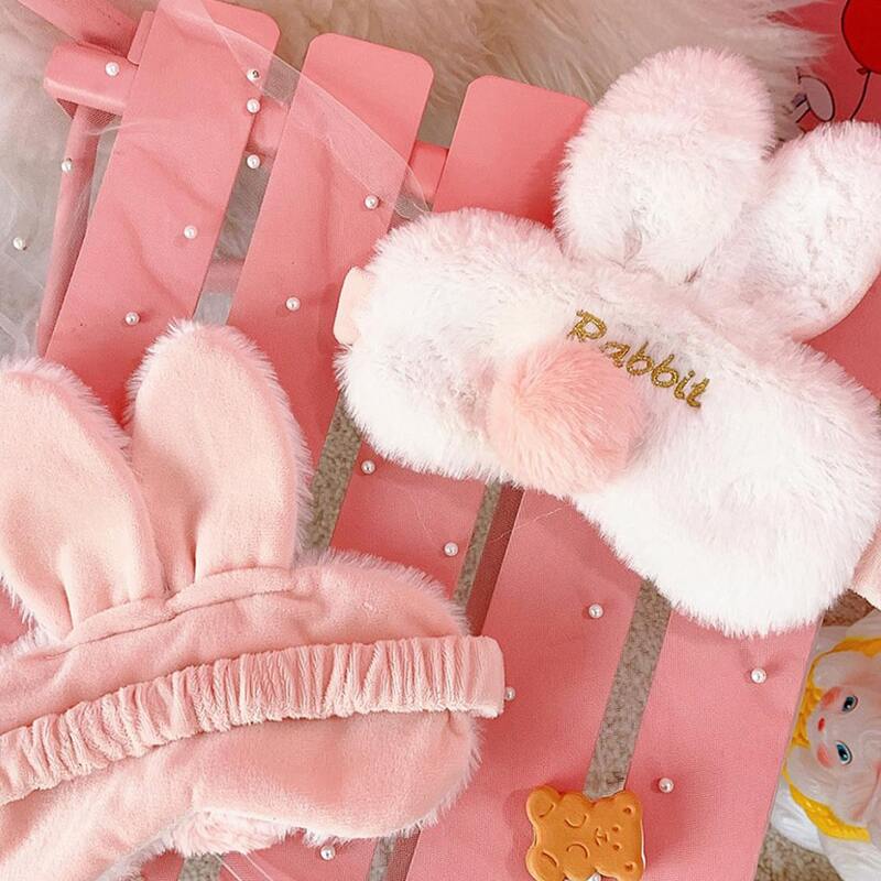 

1pc Fluffy Rabbit Eye Cover, Baby pink pastel