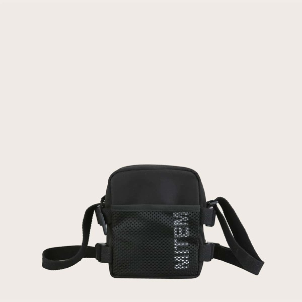 

Men Letter Detail Crossbody Bag, Black