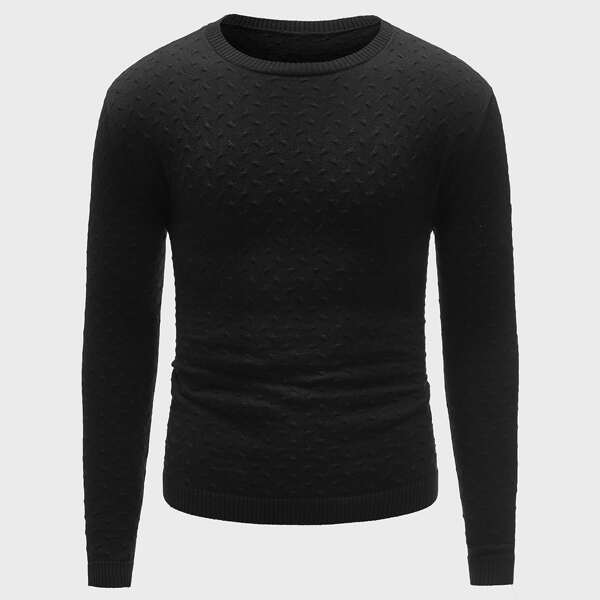 

Men Solid Knit Sweater, Black