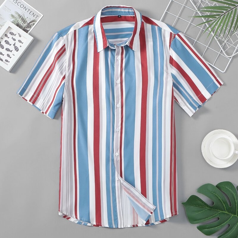 

Guys Multi-color Striped Button Up Shirt, Multicolor
