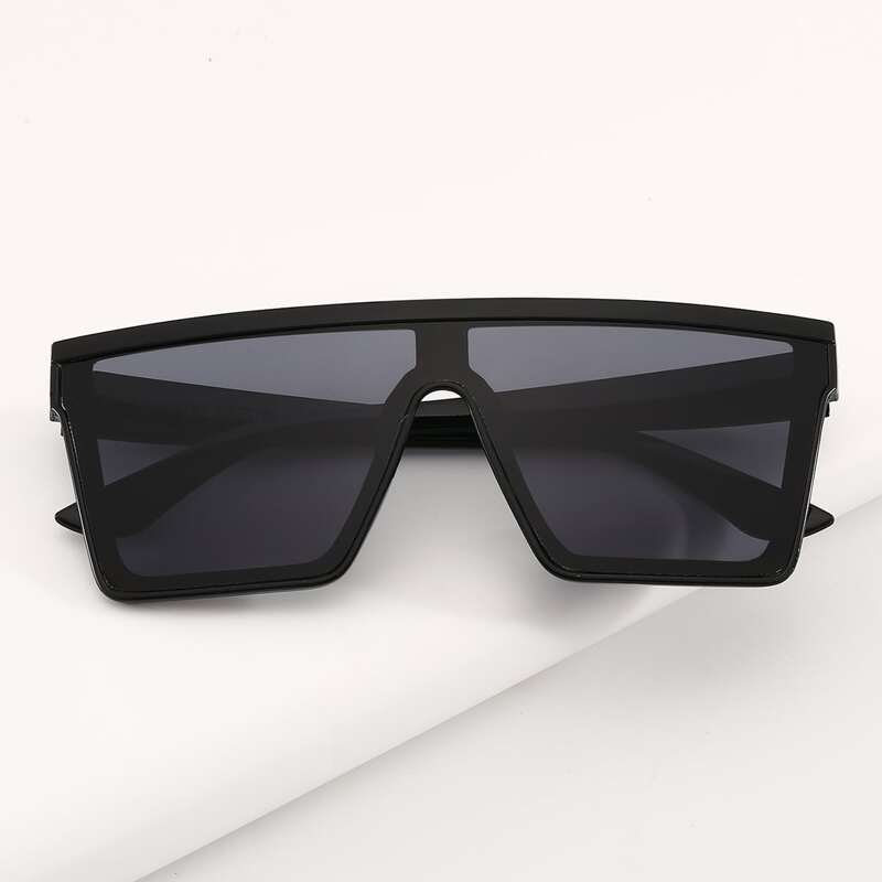 

Flat Top Shield Sunglasses, Black