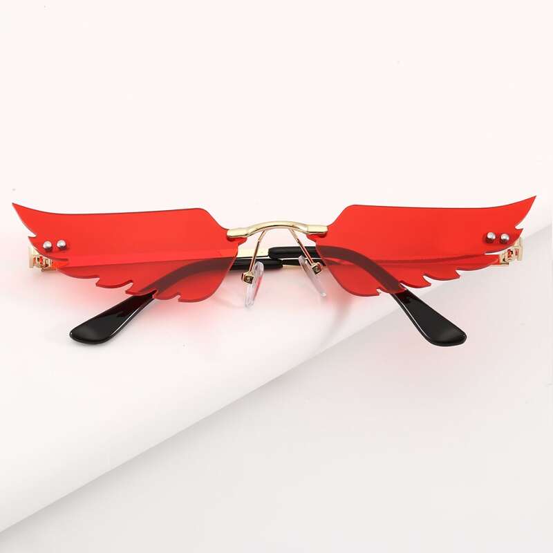 

Wing Rimless Sunglasses, Red