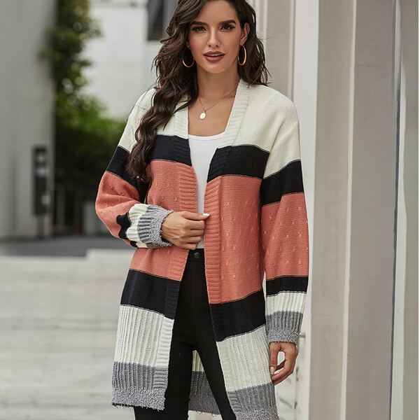 

Color Block Drop Shoulder Longline Cardigan, Multicolor