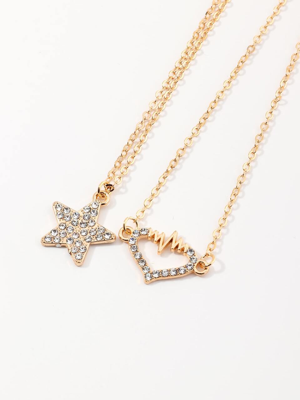Girls Rhinestone Star Layered Necklace