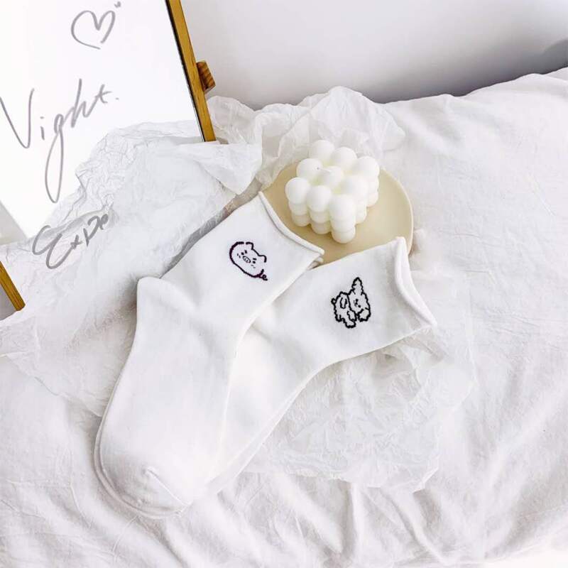 

2pairs Cartoon Socks, White