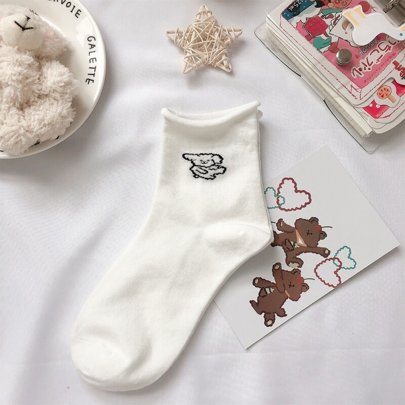 

1pair Cartoon Socks, White